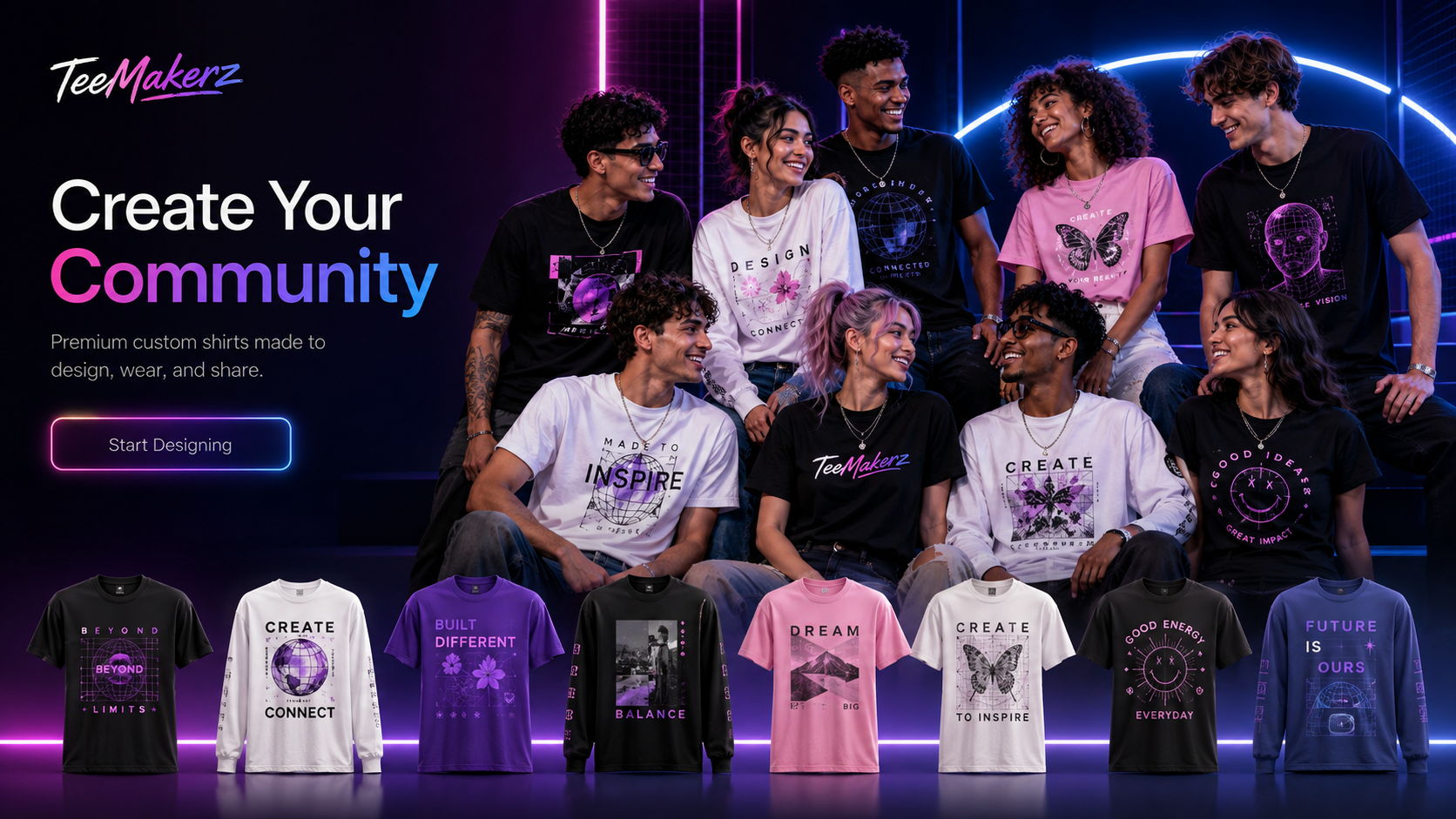 TeeMakerz — create your community. Premium custom shirts made to design, wear, and share.