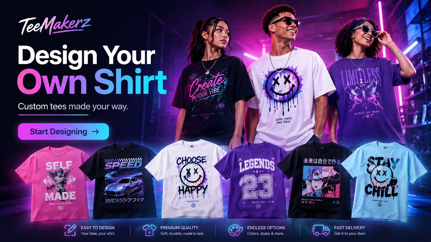 TeeMakerz Design Your Own Shirt banner